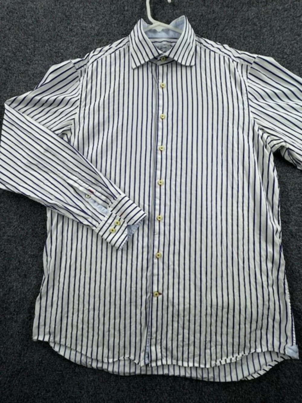 Stenstroms Fitted Body 16.5 Striped Twofold Super Blue White Cotton Shirt Men
